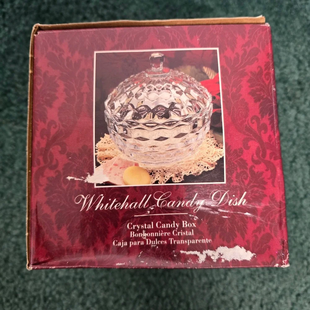 Vintage 1980s Indiana Glass Whitehall Candy Dish Crystal w/Lid Decor Cottagecore